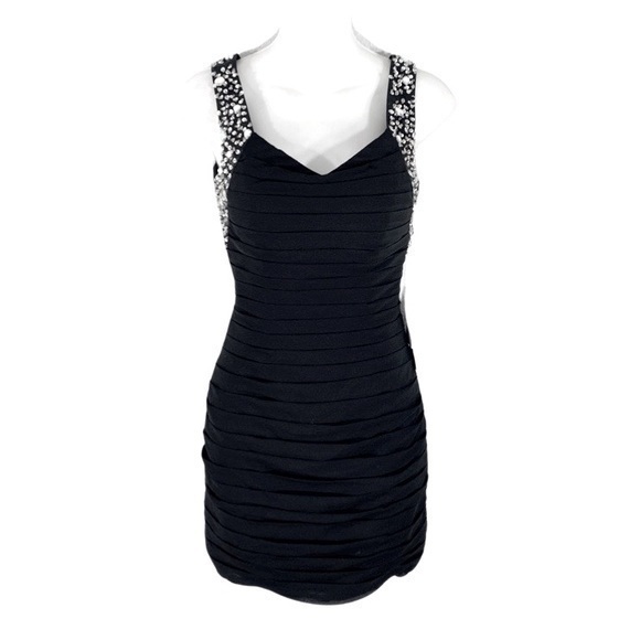 JJs House Dresses & Skirts - NWT JJ’s House black tiered jewel strap mini dress 4 I8